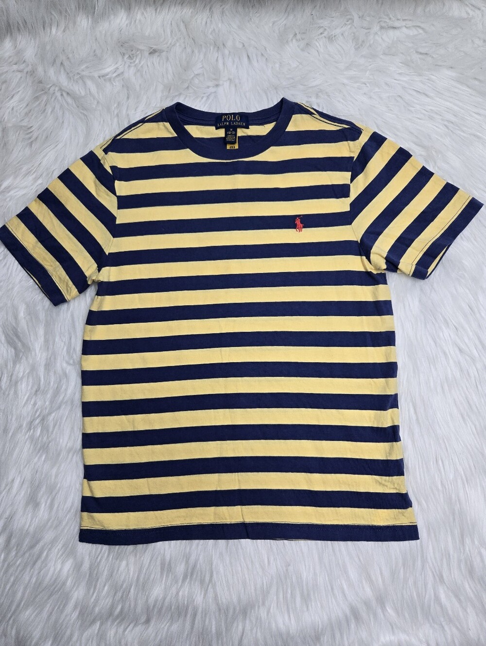 Polo by Ralph Lauren Yellow & Navy Striped Short Sleeve Tee